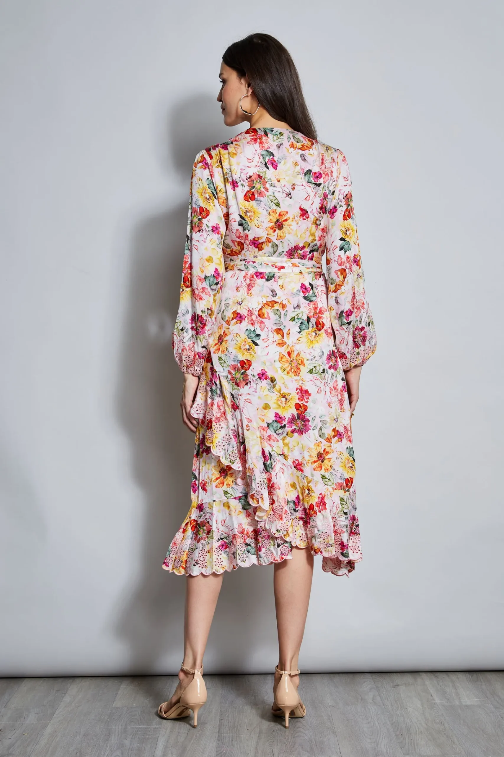 Elie Tahari Embroidered Floral Wrap Dress- Dresses & Jumpsuits|Long Sleeve Dresses