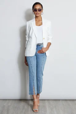Elie Tahari Embroidered Linen Blazer- Jackets & Blazers