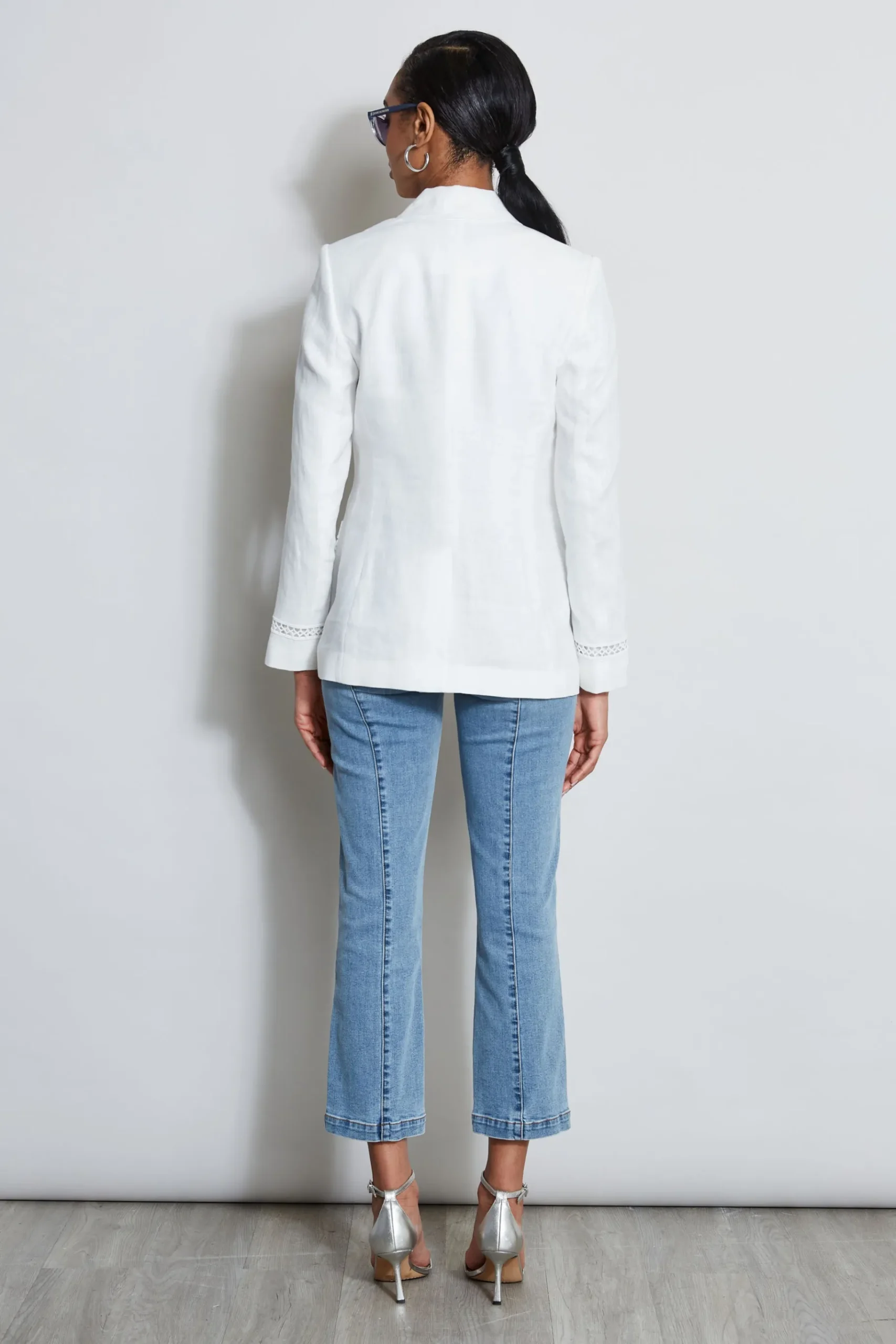 Elie Tahari Embroidered Linen Blazer- Jackets & Blazers