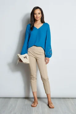 Elie Tahari Embroidered Long Sleeve Shirt- Tops & Sweaters