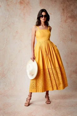 Elie Tahari Embroidered Maxi Dress- Dresses & Jumpsuits|Sleeveless Dresses