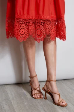 Elie Tahari Embroidered Short Sleeve Dress- Dresses & Jumpsuits|Short Sleeve Dresses