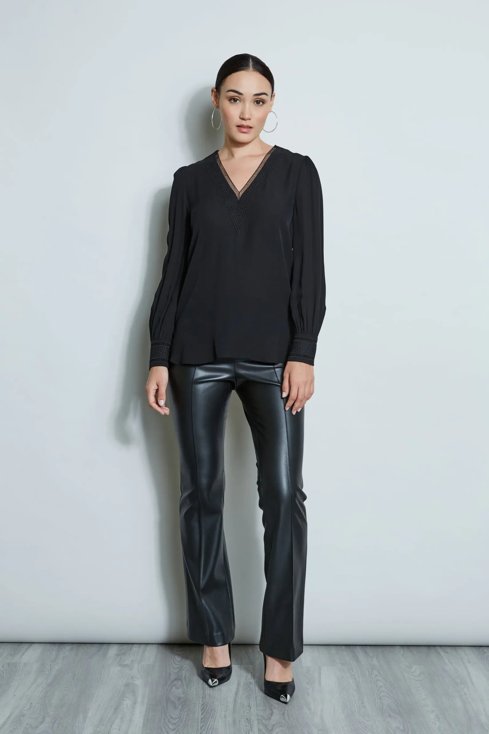 Elie Tahari Embroidered Silk Shirt- Tops & Sweaters