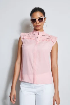 Elie Tahari Embroidered Sleeveless Shirt- Tops & Sweaters