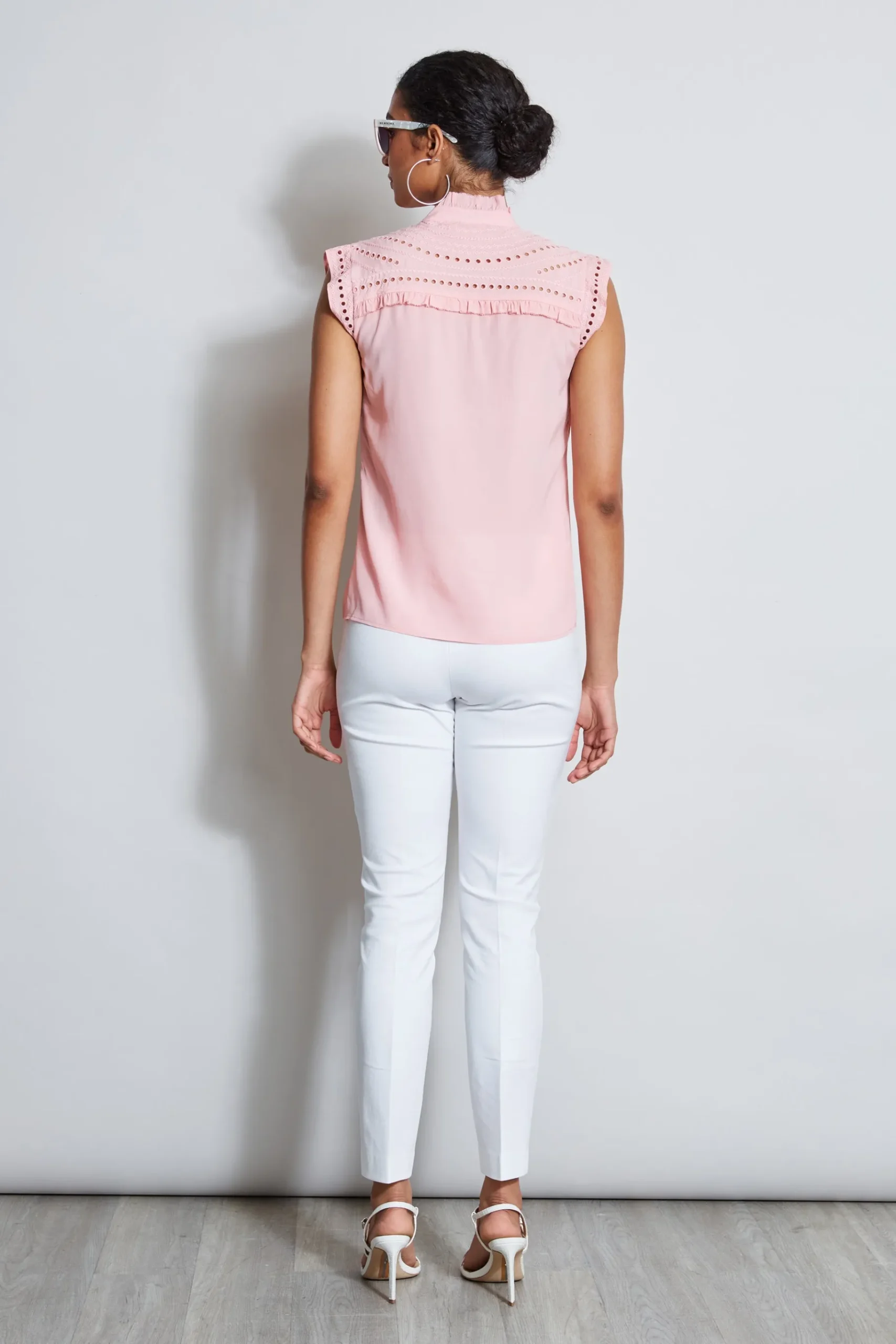 Elie Tahari Embroidered Sleeveless Shirt- Tops & Sweaters