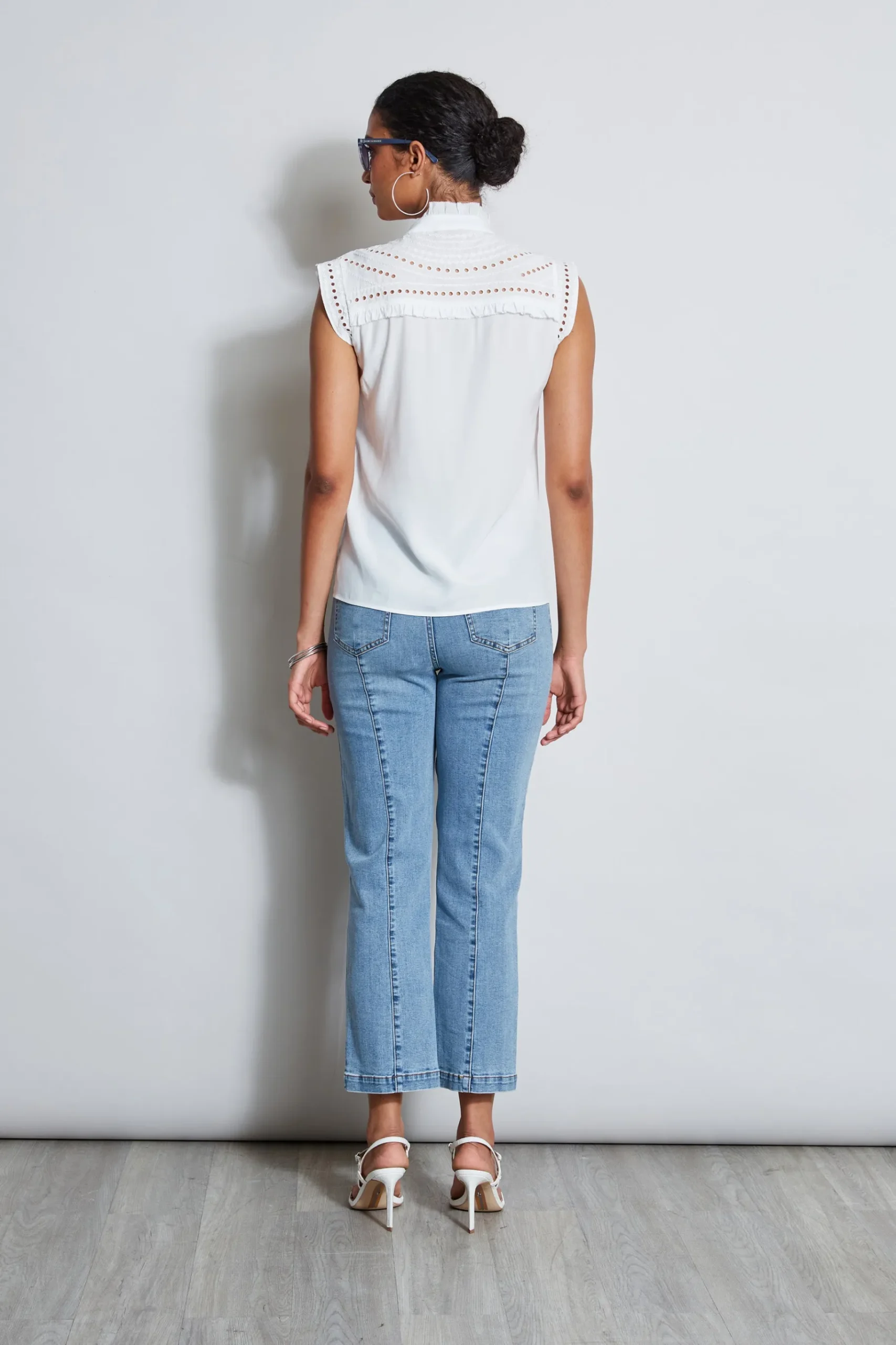 Elie Tahari Embroidered Sleeveless Shirt- Tops & Sweaters