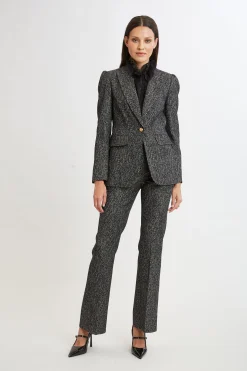 Elie Tahari Fit & Flare Metallic Tweed Pant- Bottoms|Suiting