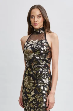Elie Tahari Floral Sequin Halter Top- Tops & Sweaters