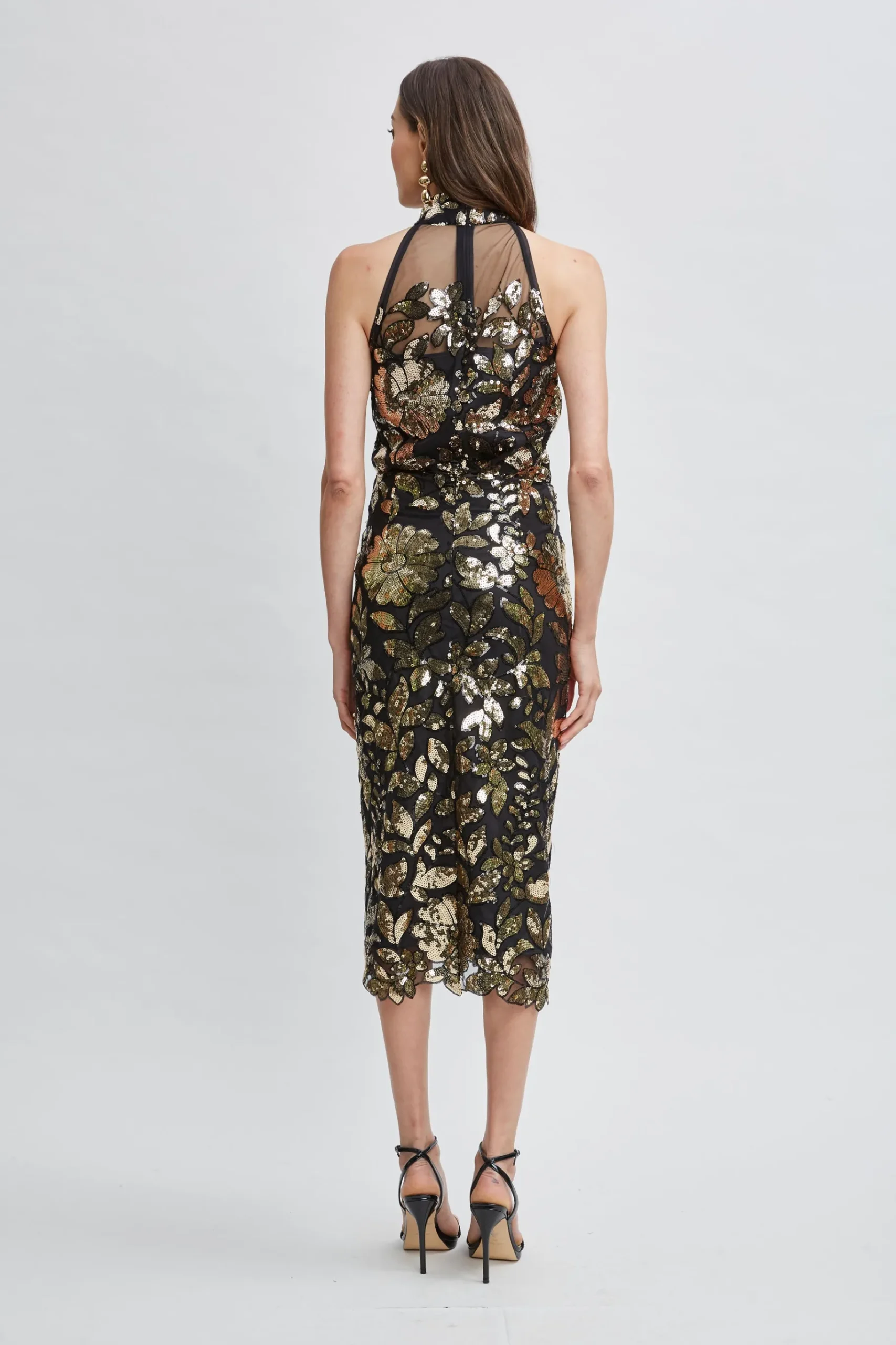 Elie Tahari Floral Sequin Halter Top- Tops & Sweaters