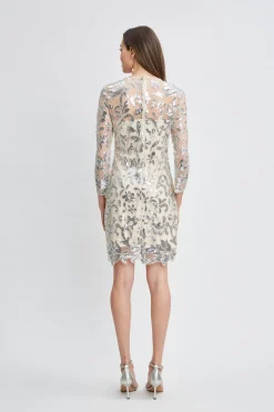 Elie Tahari Floral Sequin Long Sleeve Dress- Dresses & Jumpsuits