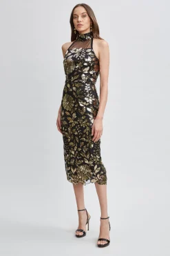 Elie Tahari Floral Sequin Midi Skirt- Bottoms