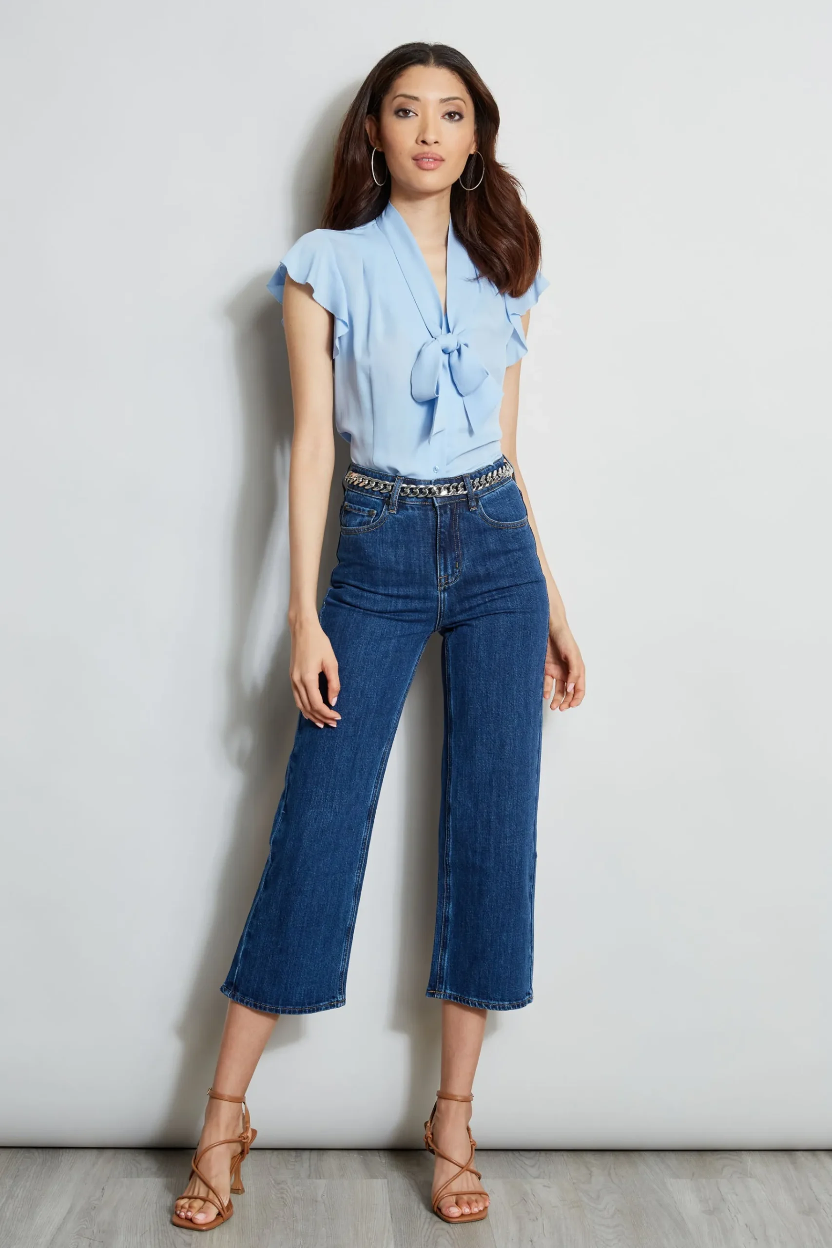 Elie Tahari Flutter Sleeve Tie Shirt- Tops & Sweaters