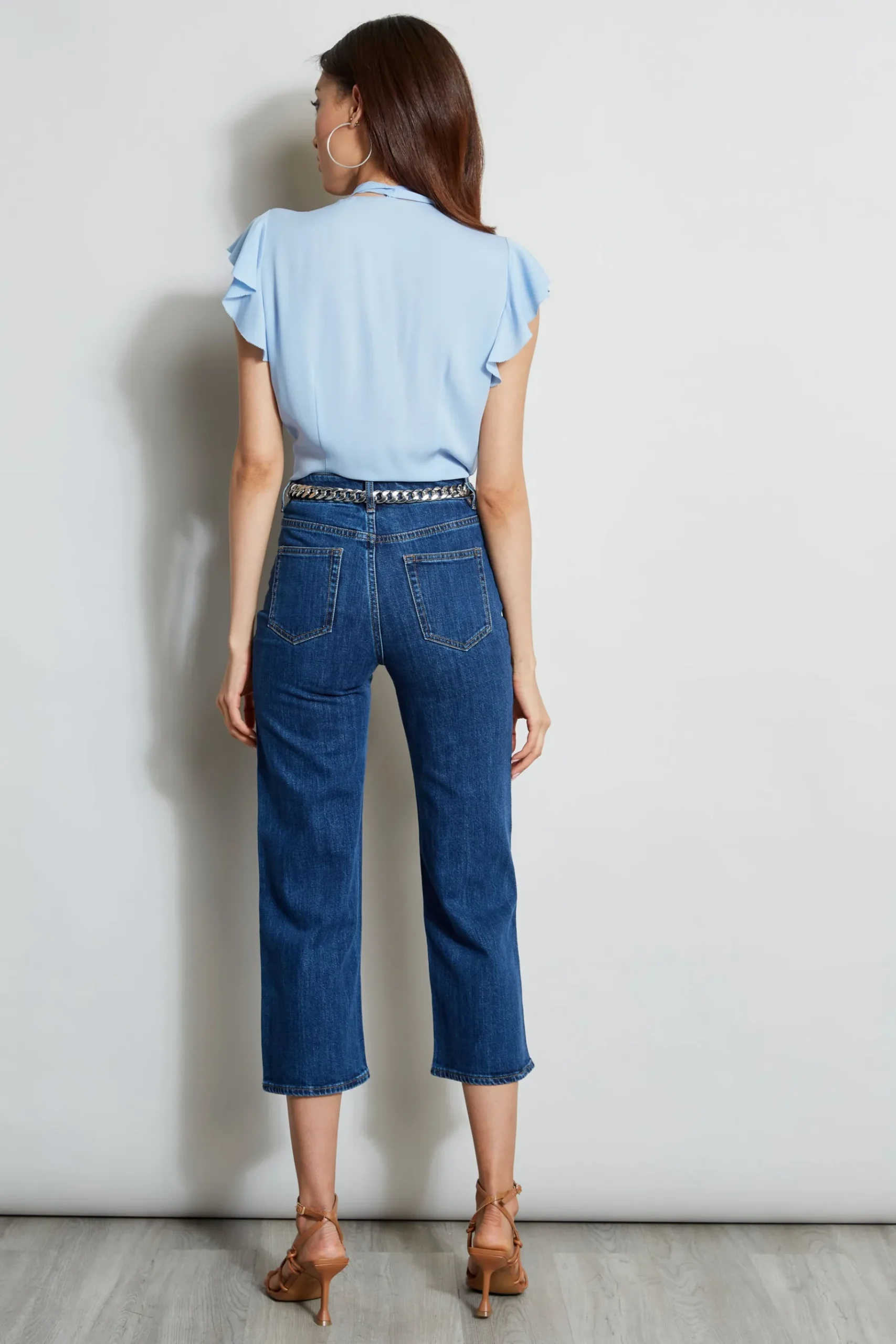 Elie Tahari Flutter Sleeve Tie Shirt- Tops & Sweaters