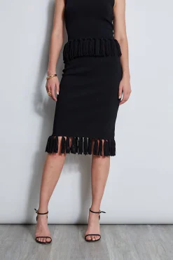 Elie Tahari Fringe Hem Knit Skirt- Bottoms