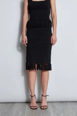 Elie Tahari Fringe Hem Knit Skirt- Bottoms