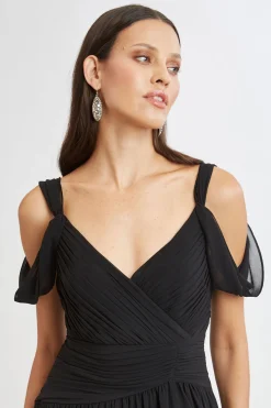 Elie Tahari Georgette Cold Shoulder Gown- Dresses & Jumpsuits|Maxi Dresses