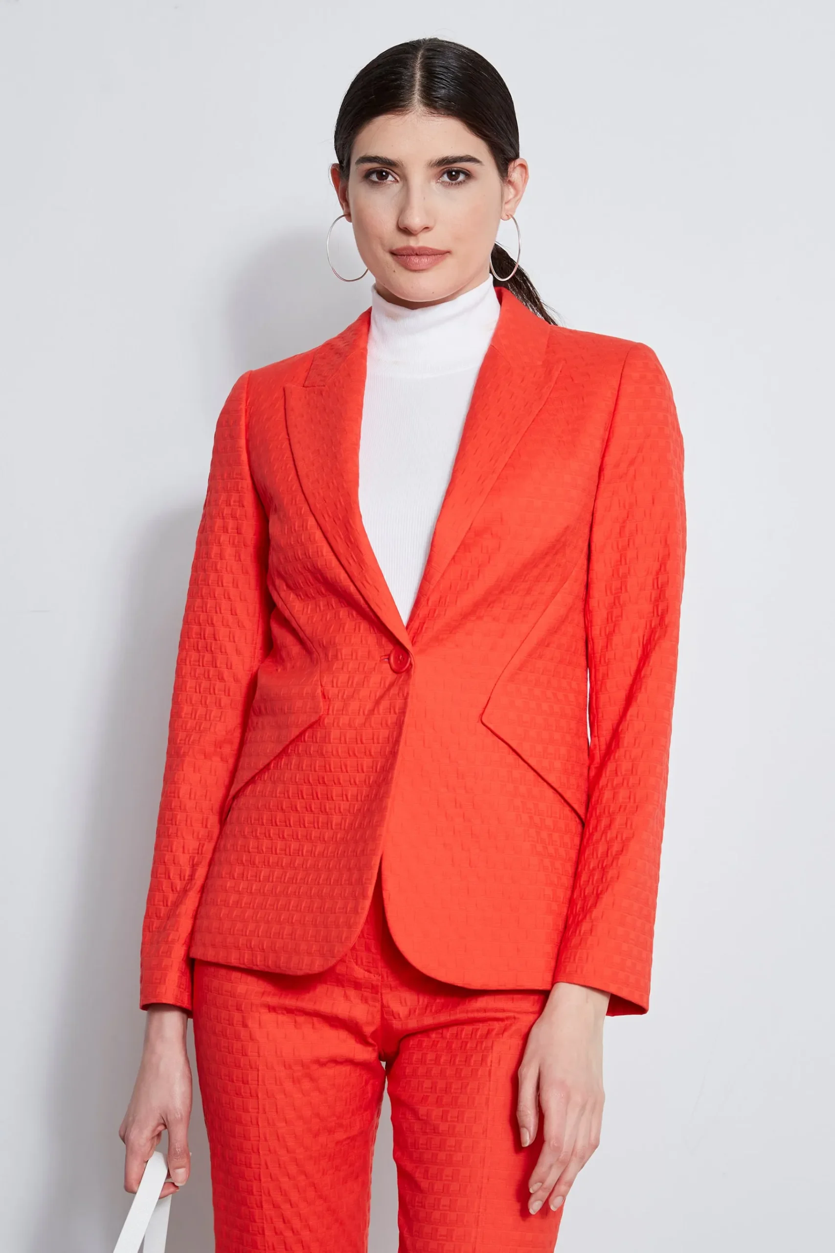 Elie Tahari Jacquard Stretch Panel Blazer- Jackets & Blazers