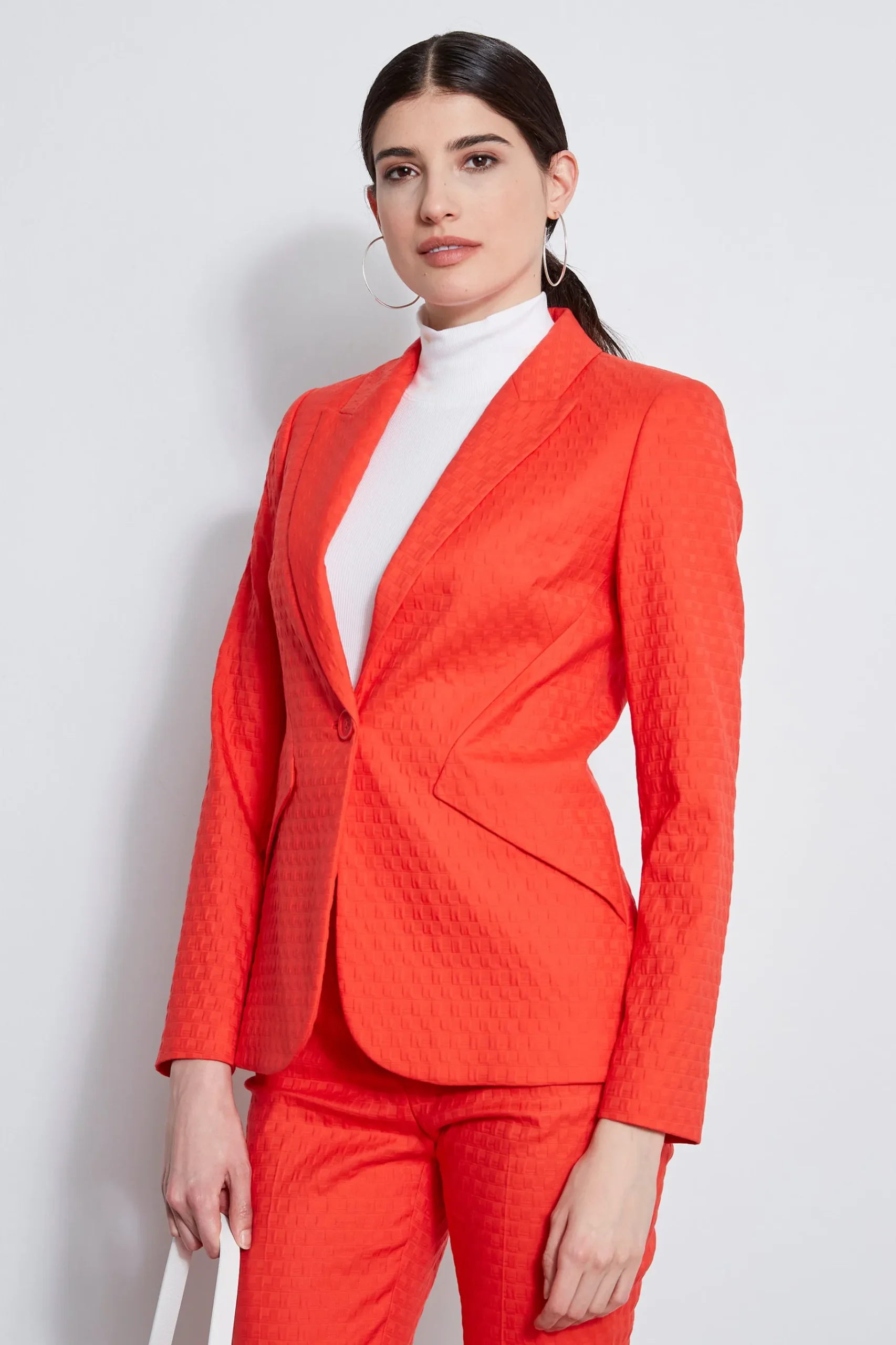 Elie Tahari Jacquard Stretch Panel Blazer- Jackets & Blazers