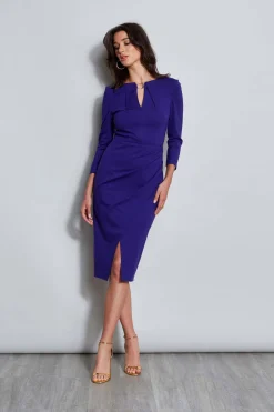 Elie Tahari Keyhole Ring Wrap Dress- Dresses & Jumpsuits|Long Sleeve Dresses