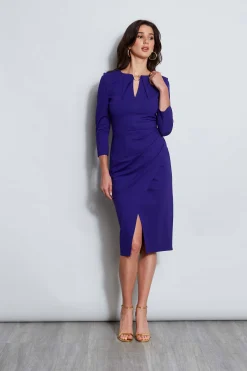 Elie Tahari Keyhole Ring Wrap Dress- Dresses & Jumpsuits|Long Sleeve Dresses