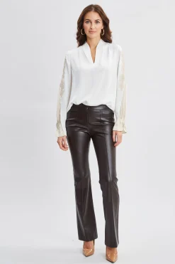 Elie Tahari Lace Sleeve Silk Shirt- Tops & Sweaters