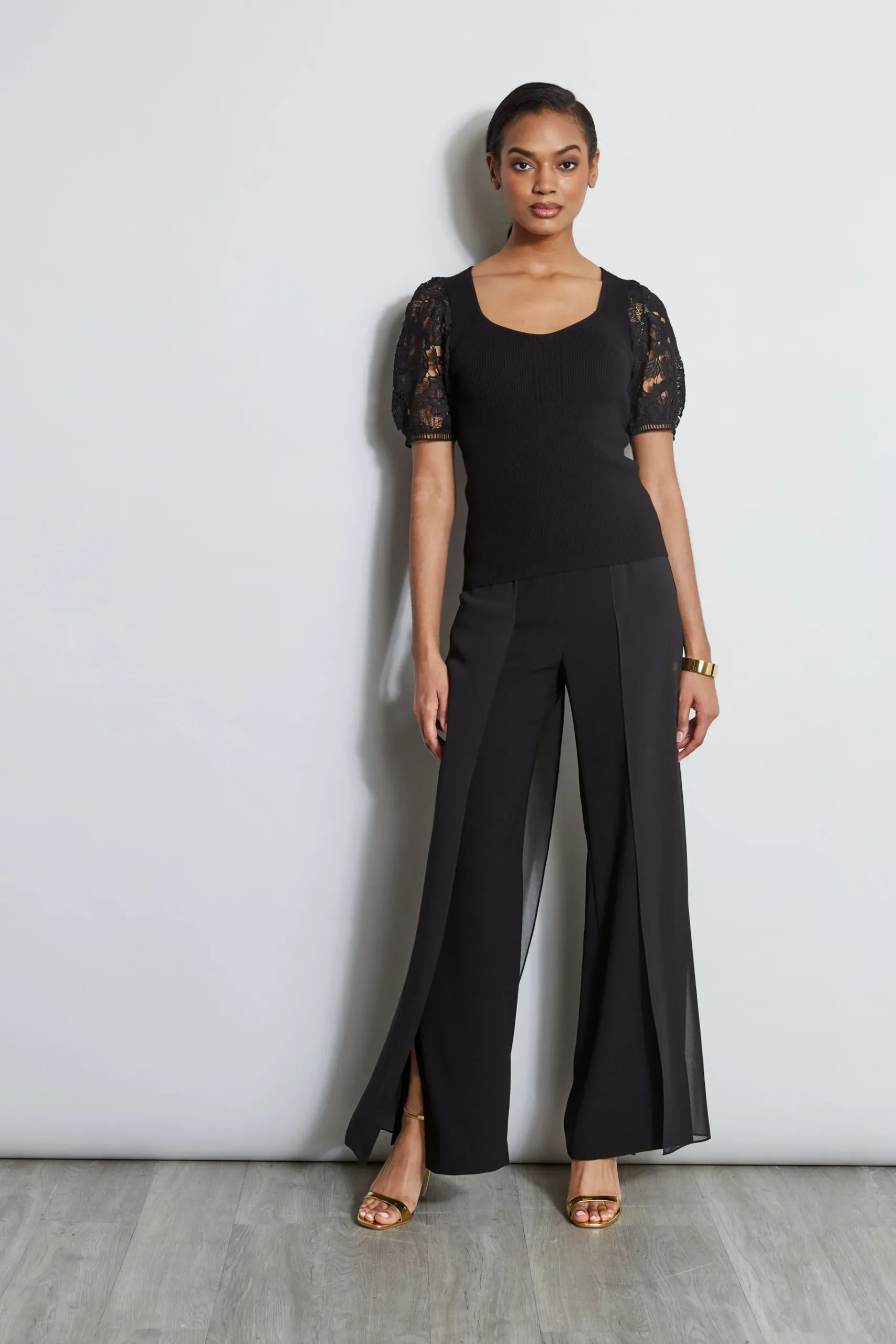 Elie Tahari Lace Sleeve Sweater- Tops & Sweaters