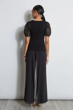 Elie Tahari Lace Sleeve Sweater- Tops & Sweaters