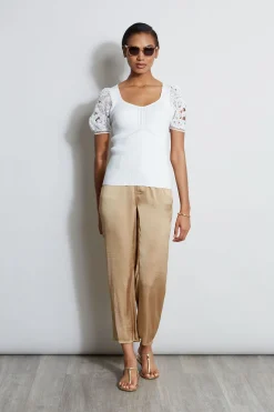 Elie Tahari Lace Sleeve Sweater- Tops & Sweaters