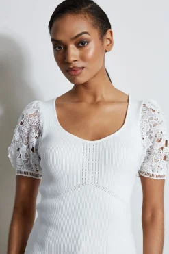 Elie Tahari Lace Sleeve Sweater- Tops & Sweaters