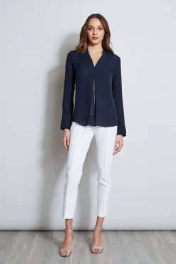 Elie Tahari Long Sleeve Chain Shirt- Tops & Sweaters