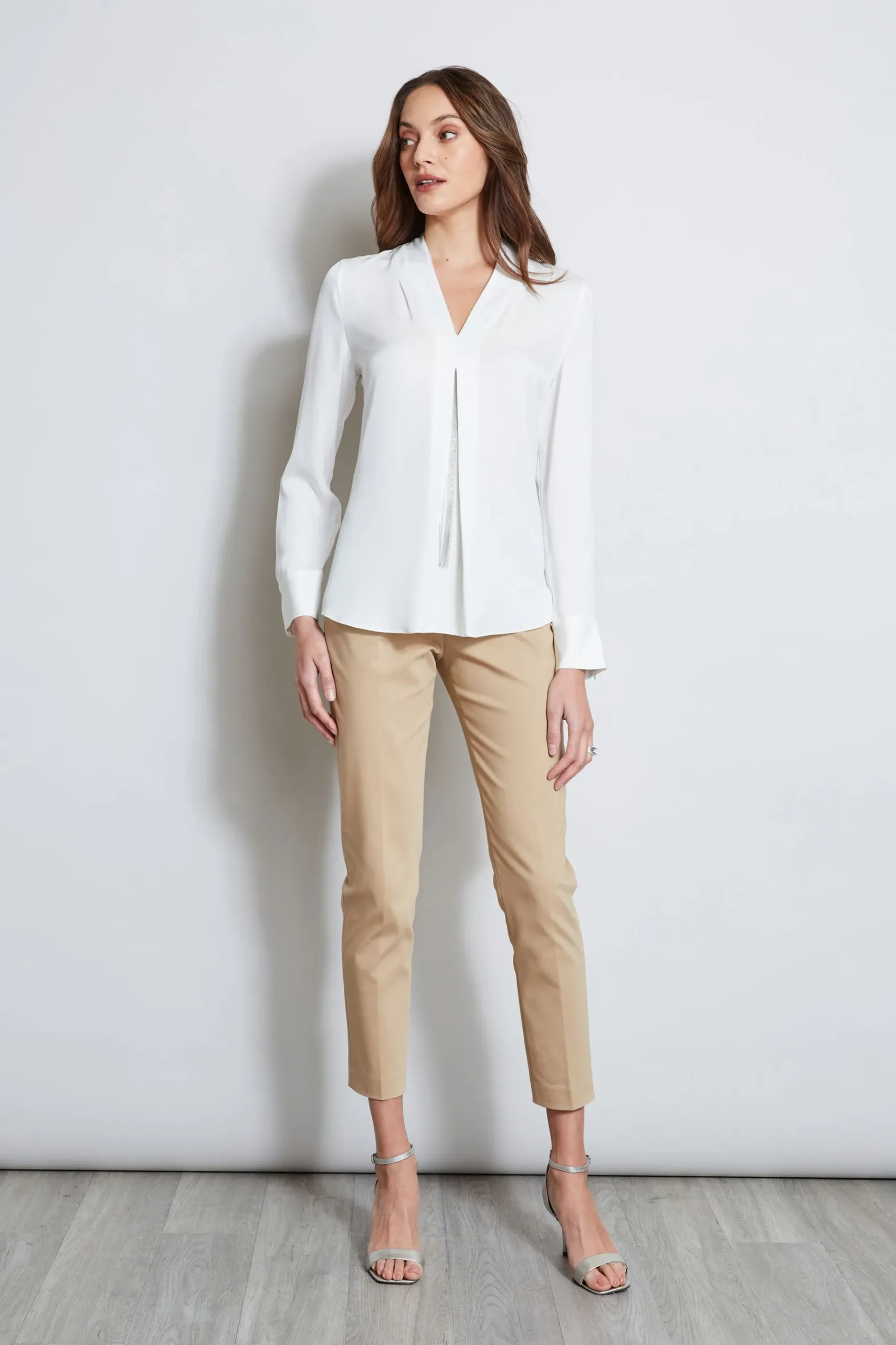 Elie Tahari Long Sleeve Chain Shirt- Tops & Sweaters