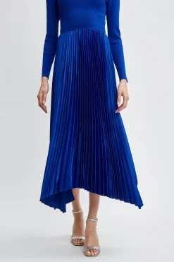 Elie Tahari Long Sleeve Knit Pleated Dress- Dresses & Jumpsuits