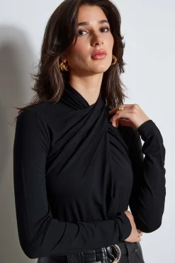 Elie Tahari Long Sleeve Twist Neck Knit- Tops & Sweaters