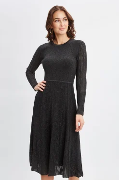 Elie Tahari Lurex Flare Sweater Dress- Dresses & Jumpsuits