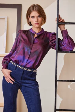 Elie Tahari Marble Button Down Shirt- Tops & Sweaters