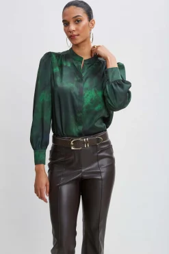 Elie Tahari Marble Button Down Shirt- Tops & Sweaters