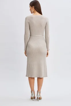 Elie Tahari Metallic Belted Sweater Dress- Dresses & Jumpsuits