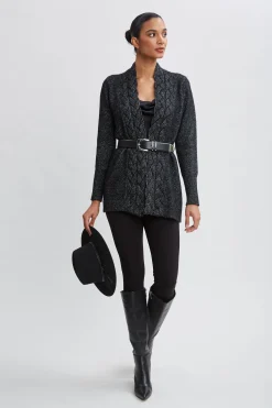 Elie Tahari Metallic Cable Cardigan- Tops & Sweaters