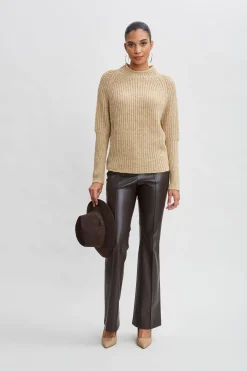 Elie Tahari Metallic Mock Neck Sweater- Tops & Sweaters