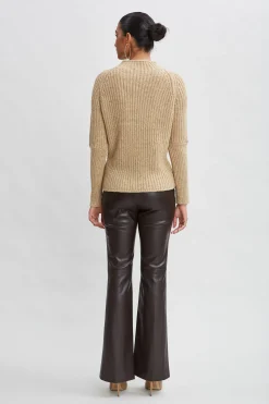 Elie Tahari Metallic Mock Neck Sweater- Tops & Sweaters