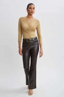 Elie Tahari Metallic Ruched Knit- Tops & Sweaters