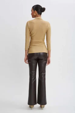 Elie Tahari Metallic Ruched Knit- Tops & Sweaters