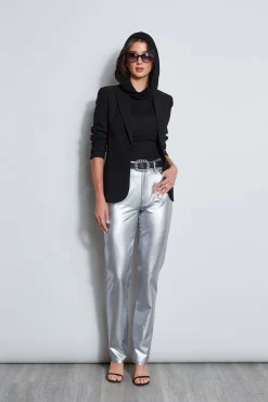 Elie Tahari Metallic Stretch Twill Jeans- Bottoms