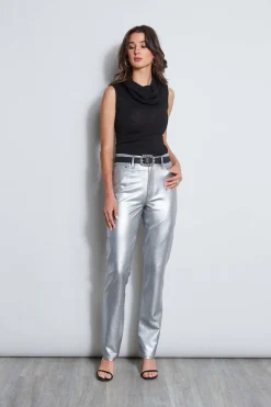 Elie Tahari Metallic Stretch Twill Jeans- Bottoms