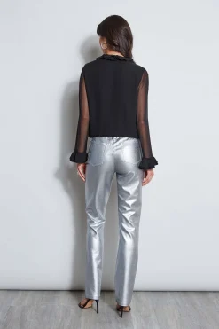 Elie Tahari Metallic Stretch Twill Jeans- Bottoms