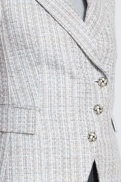 Elie Tahari Metallic Tweed 3 Button Blazer- Jackets & Blazers