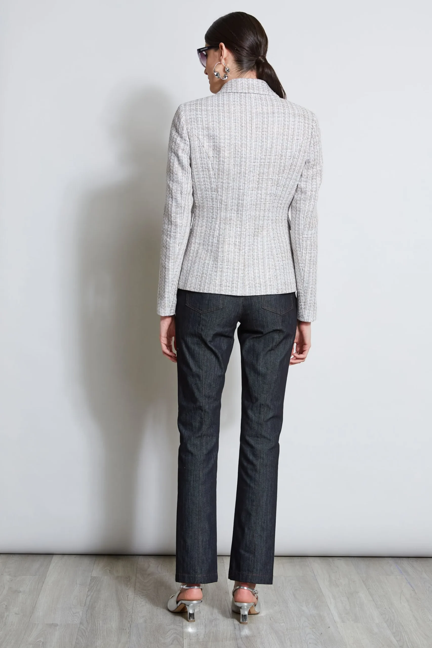 Elie Tahari Metallic Tweed 3 Button Blazer- Jackets & Blazers