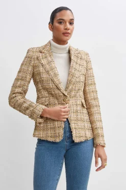 Elie Tahari Metallic Tweed Blazer- Jackets & Blazers|Suiting