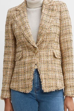 Elie Tahari Metallic Tweed Blazer- Jackets & Blazers|Suiting