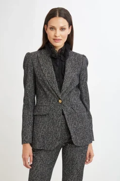 Elie Tahari Metallic Tweed Blazer- Suiting|Jackets & Blazers